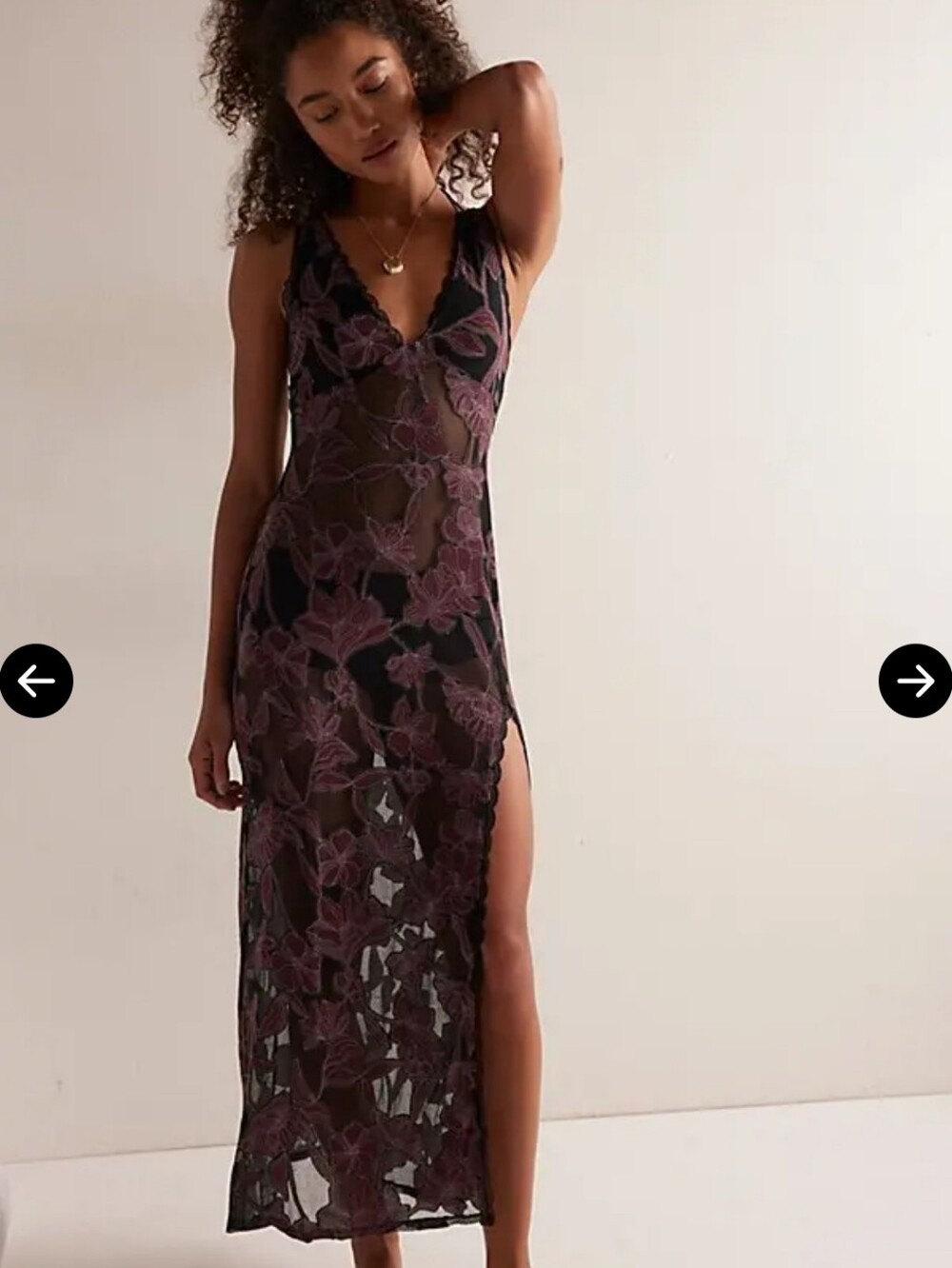 Nwt- Free People Women's Black Combo Loved You First Maxi Slip. Size Large